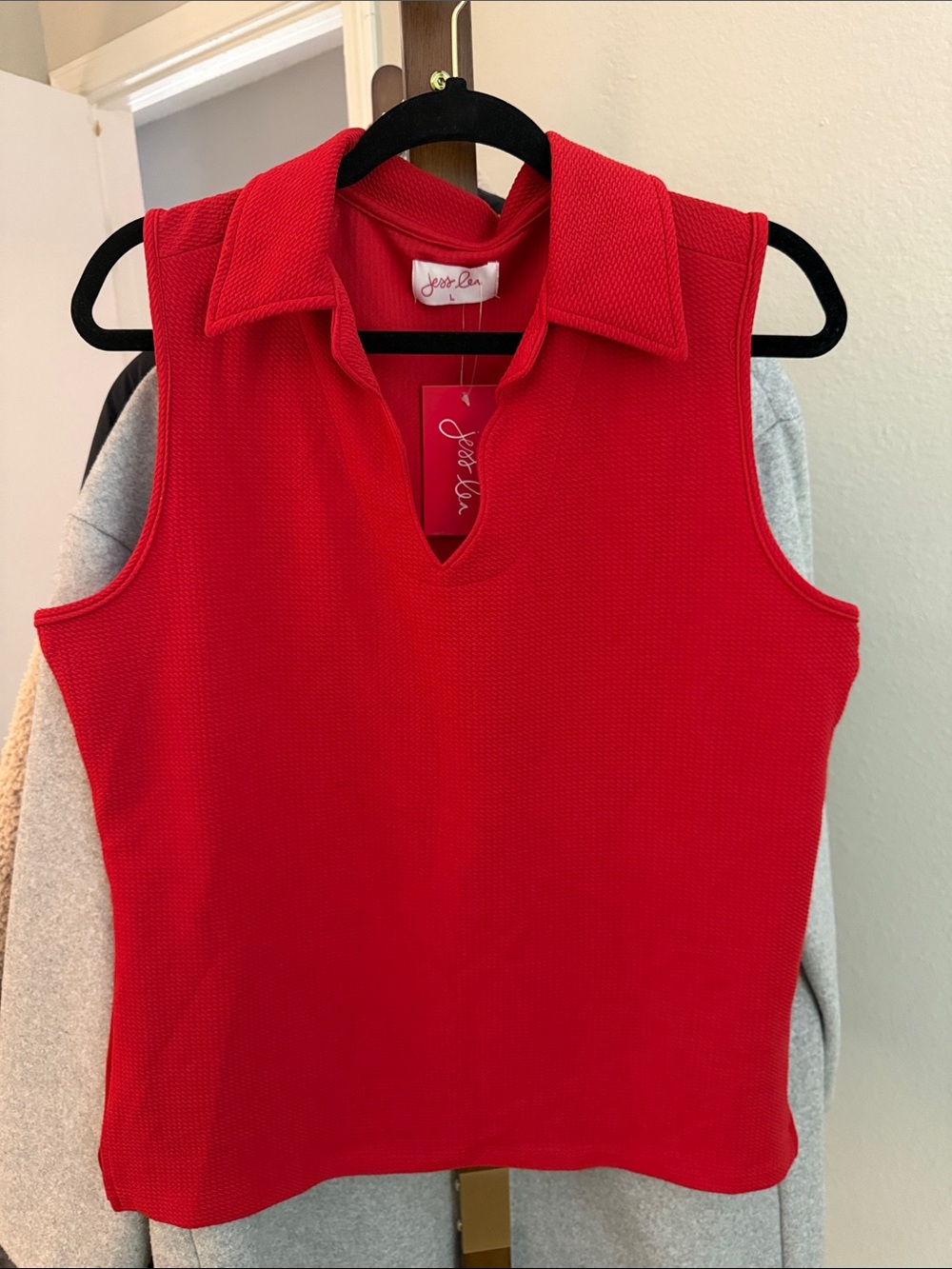 Sleeveless Polo Tank in Vibrant Red